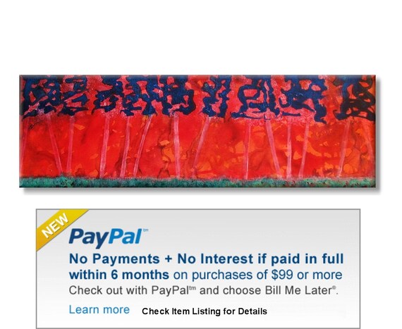 Abstract Forest. Original Handpainted Acrylic Painting. Size 12 x 36.