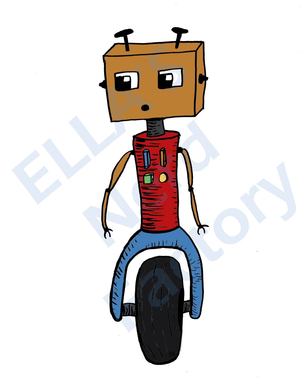 Whimsical Robot Art Print 8x10 inch