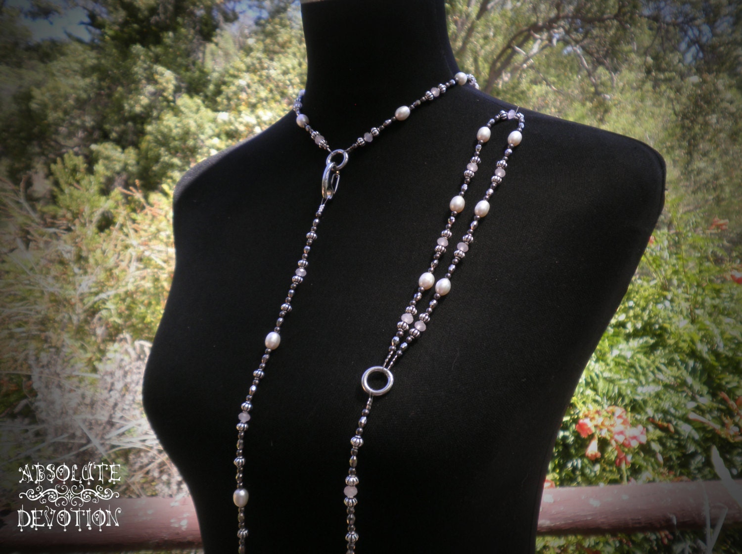Daphne Collar and Lead Set in Pink and Pearl - Ready to Ship - Absolute Devotion
