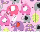 Fabric for quilt or craft Michael Miller fabric by the yard Pachyderm Shower in Pink half yard