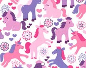 Fabric for quilt or craft, Michael Miller, Magic Unicorns in Lavender, half yard