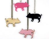 Pig Love Necklace - Handmade - Laser Cut