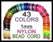 Nylon Bead Cord - Set of 43 Colors - 1mm Nylon Cording - Bracelet Cord, for diy Shamballa Bracelets, Micro Macrame, Jewelry, Beads