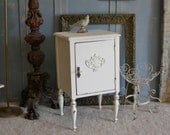 Antique Nightstand Bedside Table or End Table French White Paint Shabby Chic Furniture