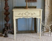 Antique Small Piano Desk Or Console Table Chic French Vanilla Shabby Painted