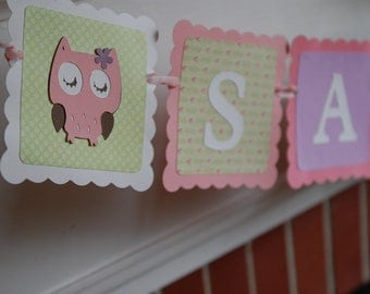 Owl Banner, Owl Baby Shower, Owl Name Banner, Owl Birthday, Owl Nursery,