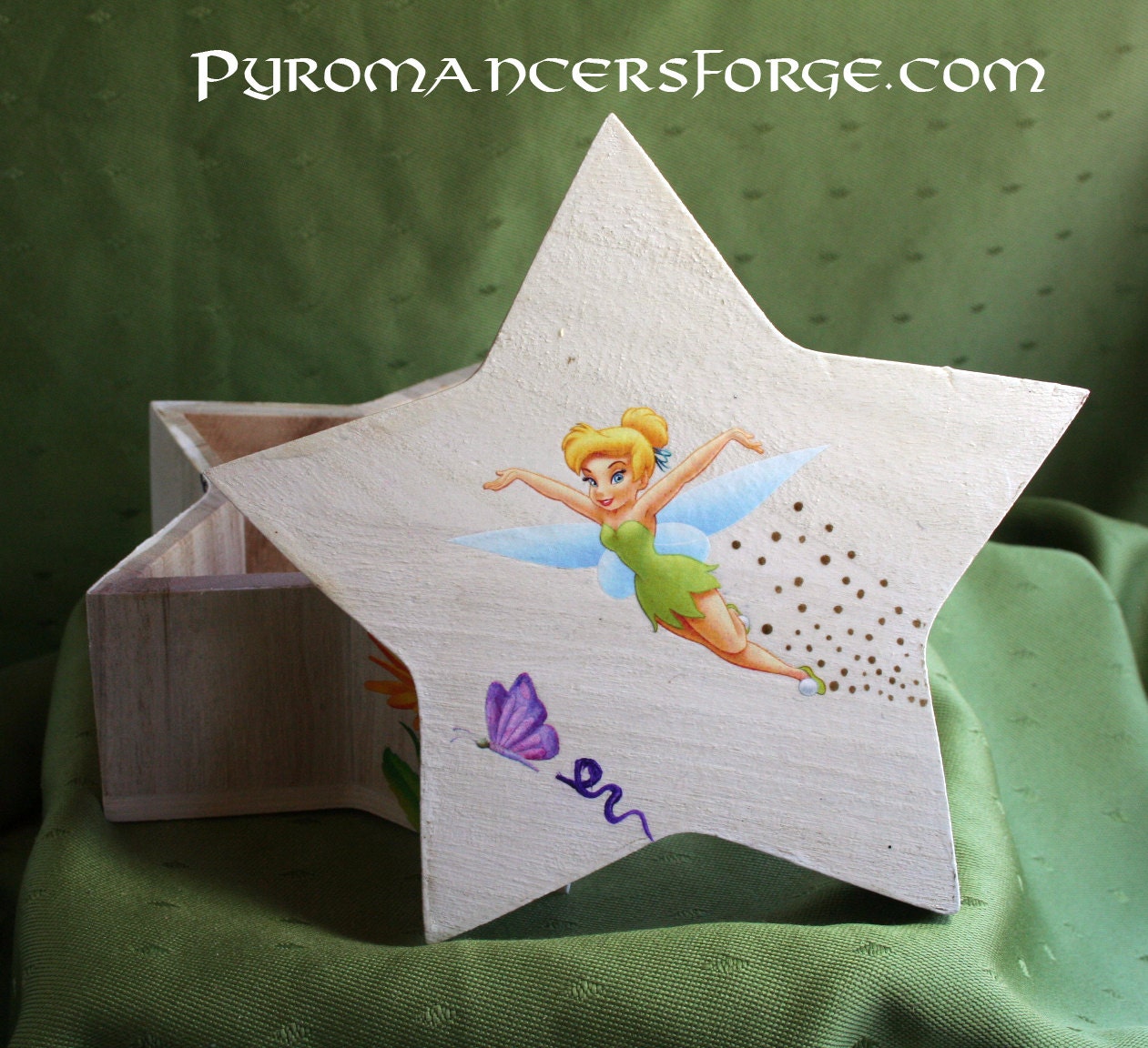Star Shaped Tinkerbell Decoupage Wooden Box