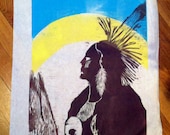 Original Woodcut Print - Native American