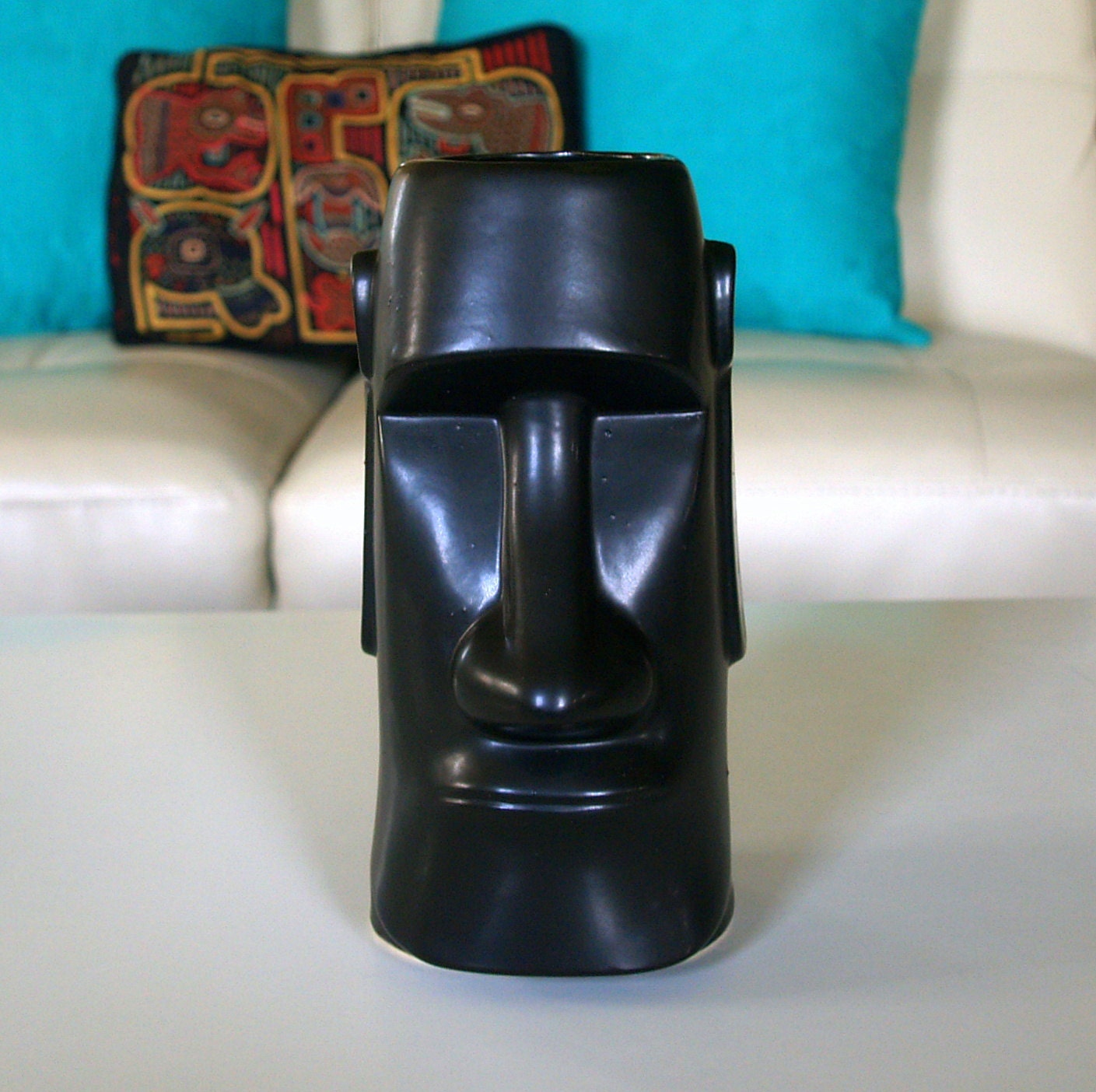 ATOMIC RETRO TIKI Mid Century / Japan / Retro Bar Lounge / Easter Island Head Statue / Barware Drinking Glass / Vintage Exotic Cocktail Cup