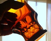 5 MID CENTURY Bar GLASSES Vintage Amber Drinking Glass Set  / Anchor Hocking Georgian  / Honey Comb / Barware Lounge / 60s Retro Kitchen