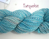 Handspun Yarn - Merino Wool - 2 ply - Fingering Weight - Turquoise - Item 2013.055