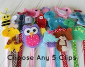 Choose Any 5 Felt Pacifier Clips - Owl, Elephant, Bird, Rocket, Airplane - Binky Clip - Wee and Me