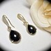 Black and gold earrings - Bridal jewelry - 14k Gold over Sterling Cubic Zirconia ear wires - Formal earrings - Bridesmaids