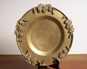 Vintage Decorative Brass Plate or Tray, Chinoiserie, Hollywood Regency