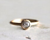 Rustic engagement.. A warm glassy grey rose cut diamond ring. Rain.