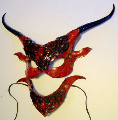 Red Devil, leather mask and collar.