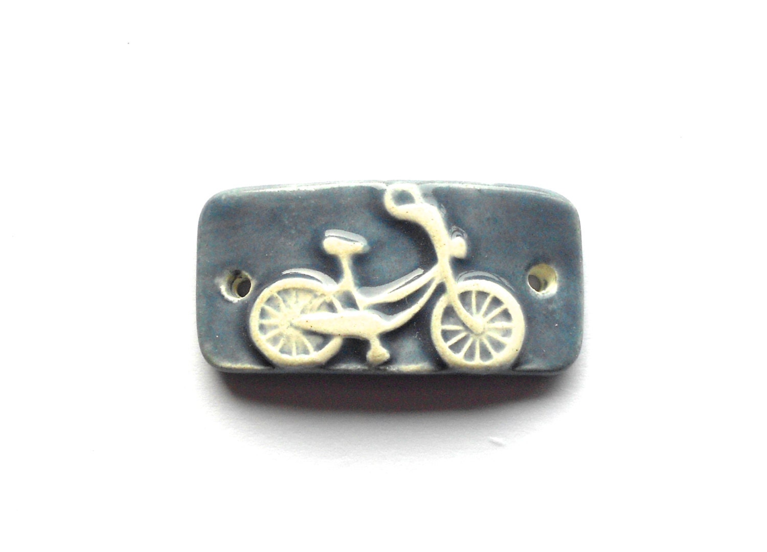 Handmade Ceramic  Curved Bracelet  Bar Bicycle in Denim Blue - Bohulleybeads