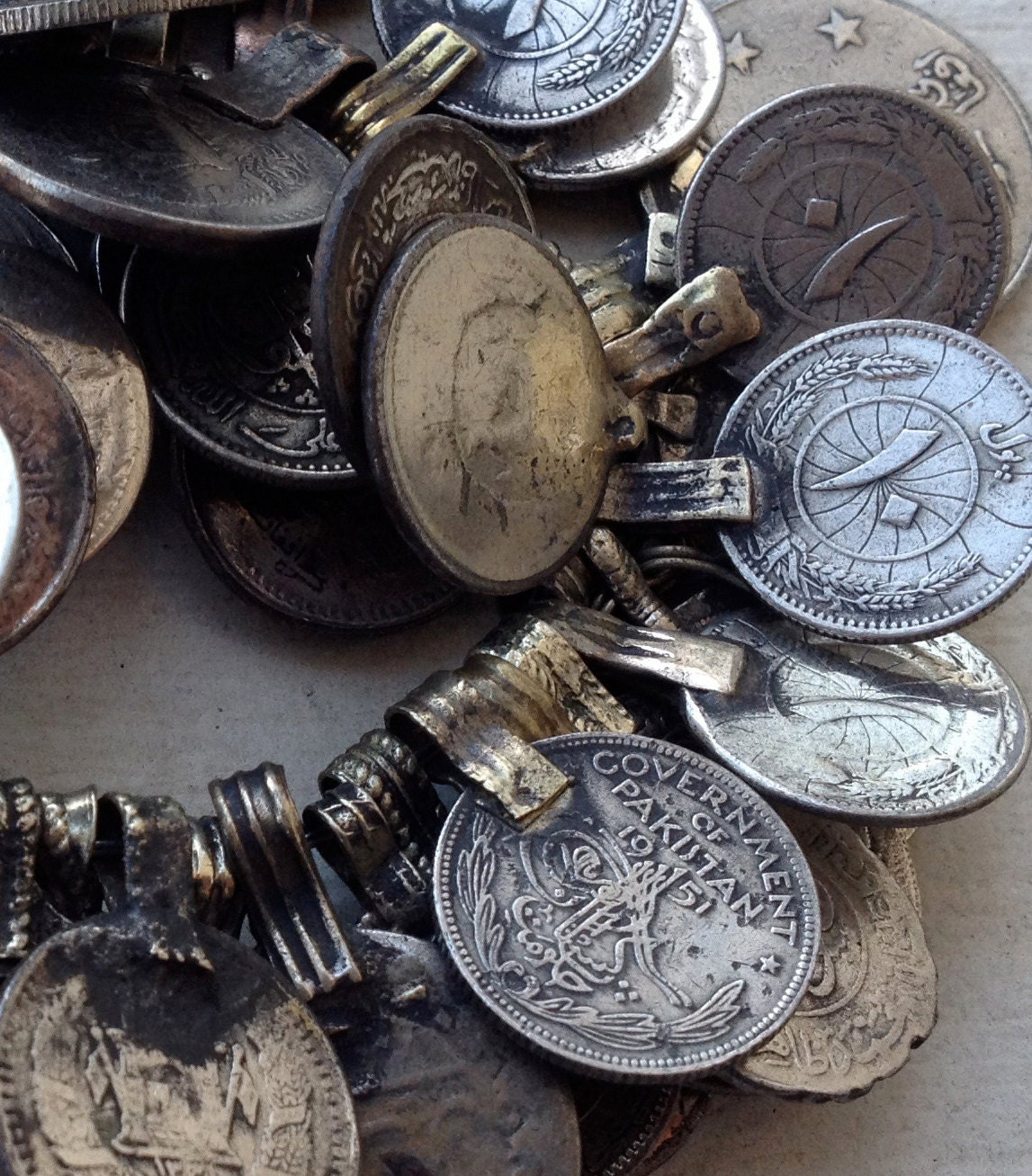 Pakistani Coin Bundle:  Bellydance, Tribal, Bra, Jewelry Supply, Silver color