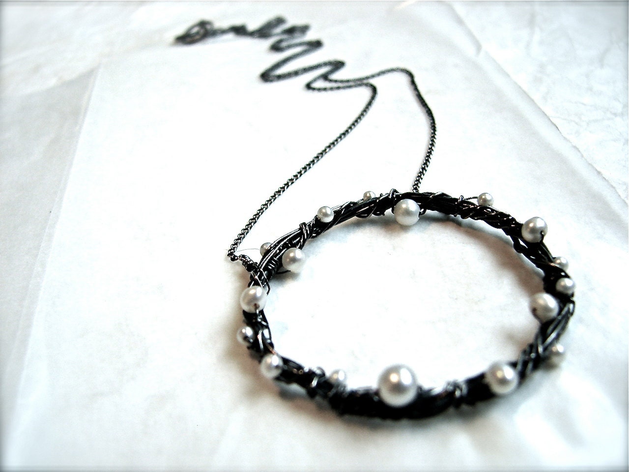 Clustered Pearl Enso Necklace