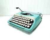 RESERVED for Katie -- Vintage Typewriter Turquoise Blue Smith Corona Corsair DeLuxe Manual Baby Blue Typewriter