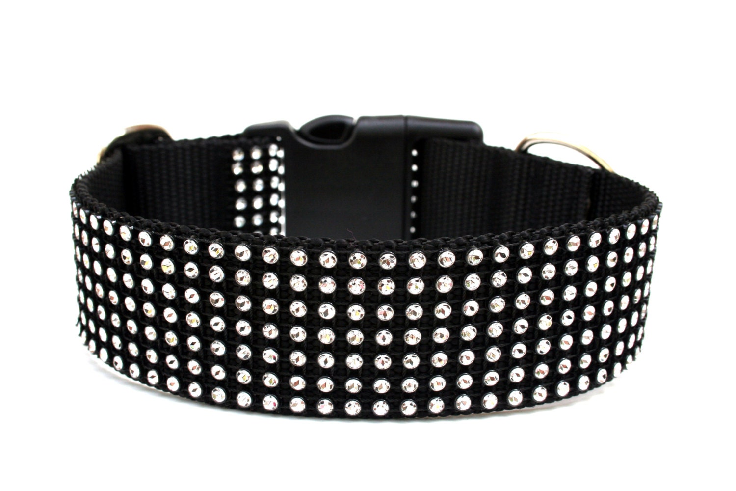 Rhinestone Dog Collar 1.5" Black Dog Collar