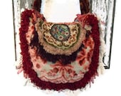 Victorian Gypsy Bag Purse Antique and Vintage Cut Velvet Fringe