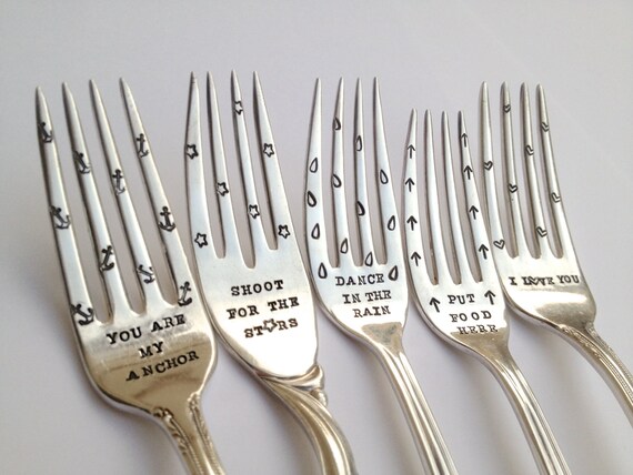 Scattered Hearts - I Love You Fork - Hand Stamped Fork - Serendipity - Vintage Gift - Every Day Vintage, Valentines Day 2013