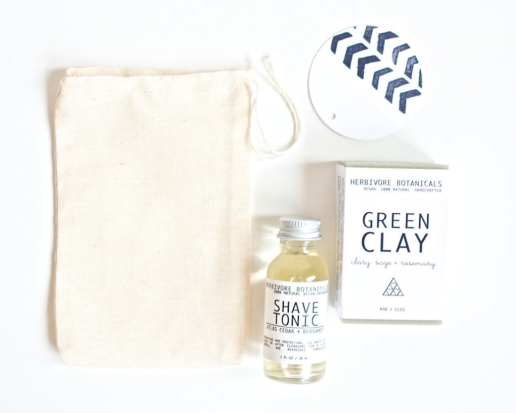 Men's Gift Set. 100% Natural. Charcoal Soap. Shave Tonic. Gift Bag. Hand stamped Gift Tag. Father's Day Gift Set.