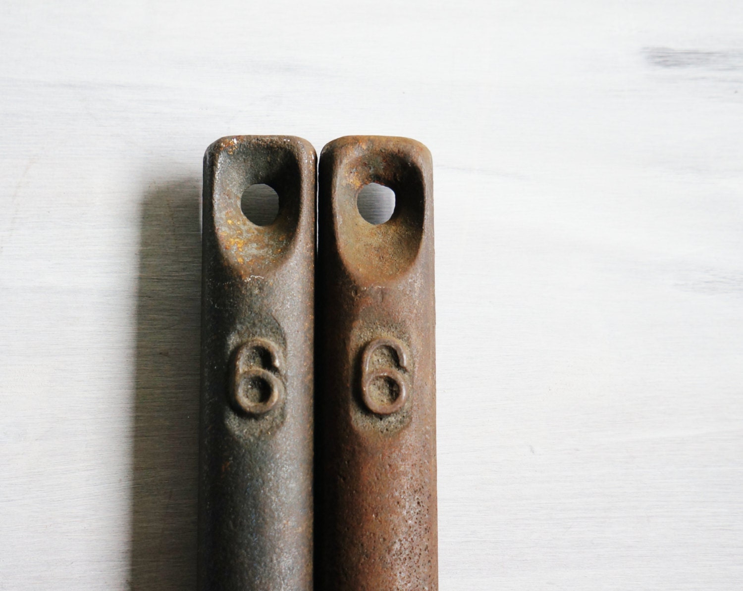 Antique Window Sash Weights, Cast Iron, 6 Pounds, Set of 2- Free Shipping