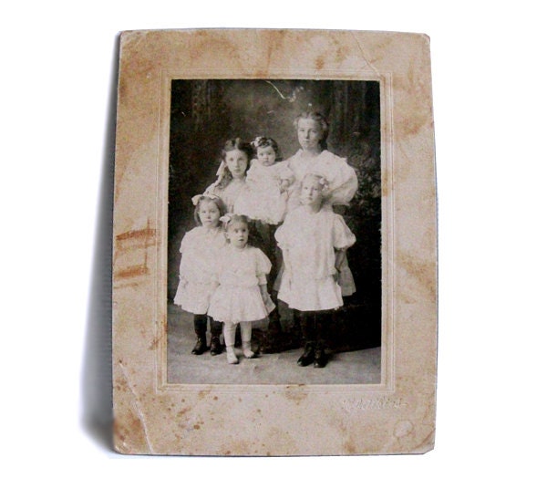 Antique Photograph Of Victorian Era Girls In White