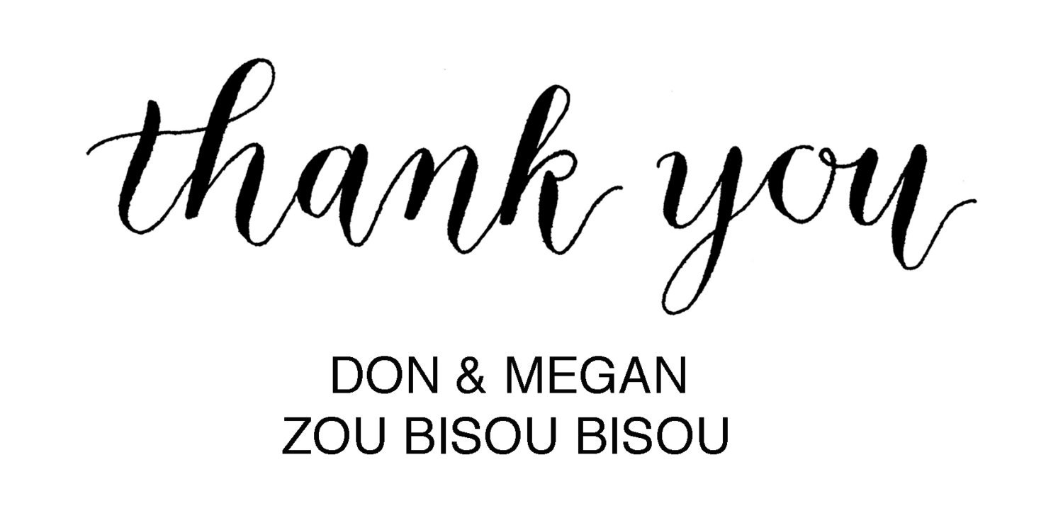 THANKYOU WEDDING STAMP - Customizable Calligraphy Stamp with Couples' Names & Date - Wooden Handle