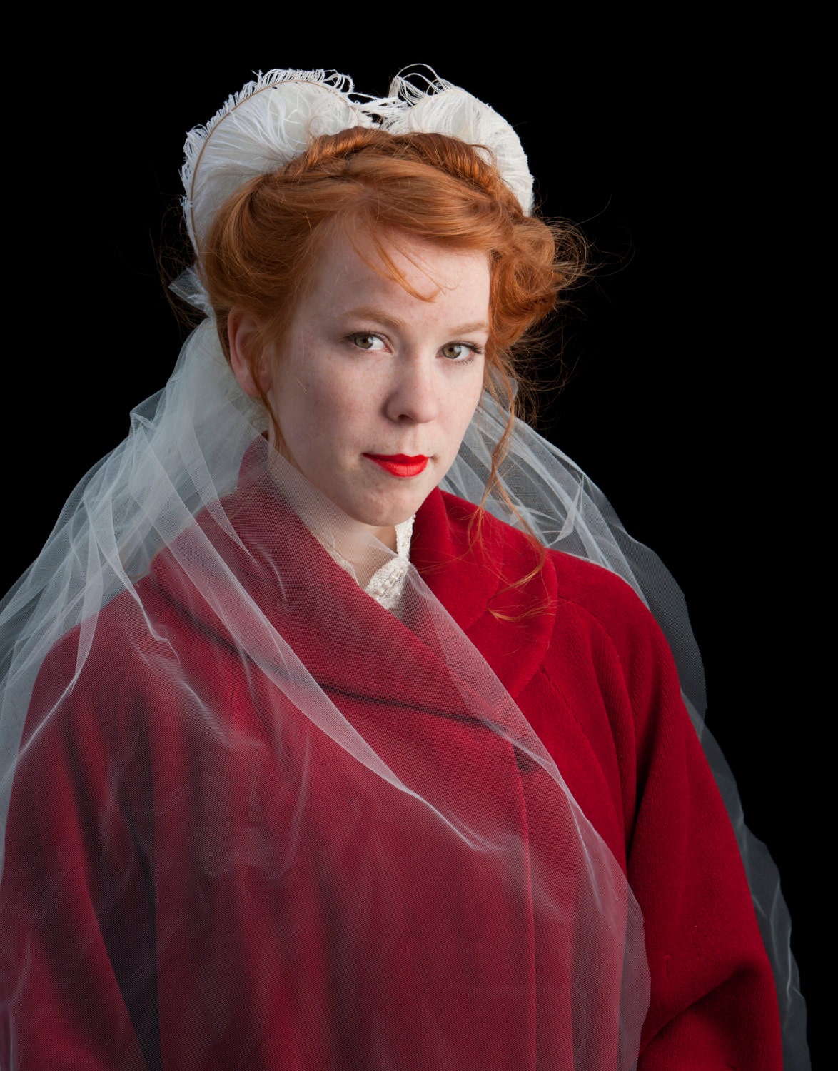 New 1940s Style wedding feather wedding veil