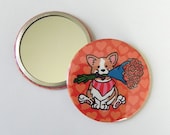 Corgi Compact Pocket Mirror Valentine's Day