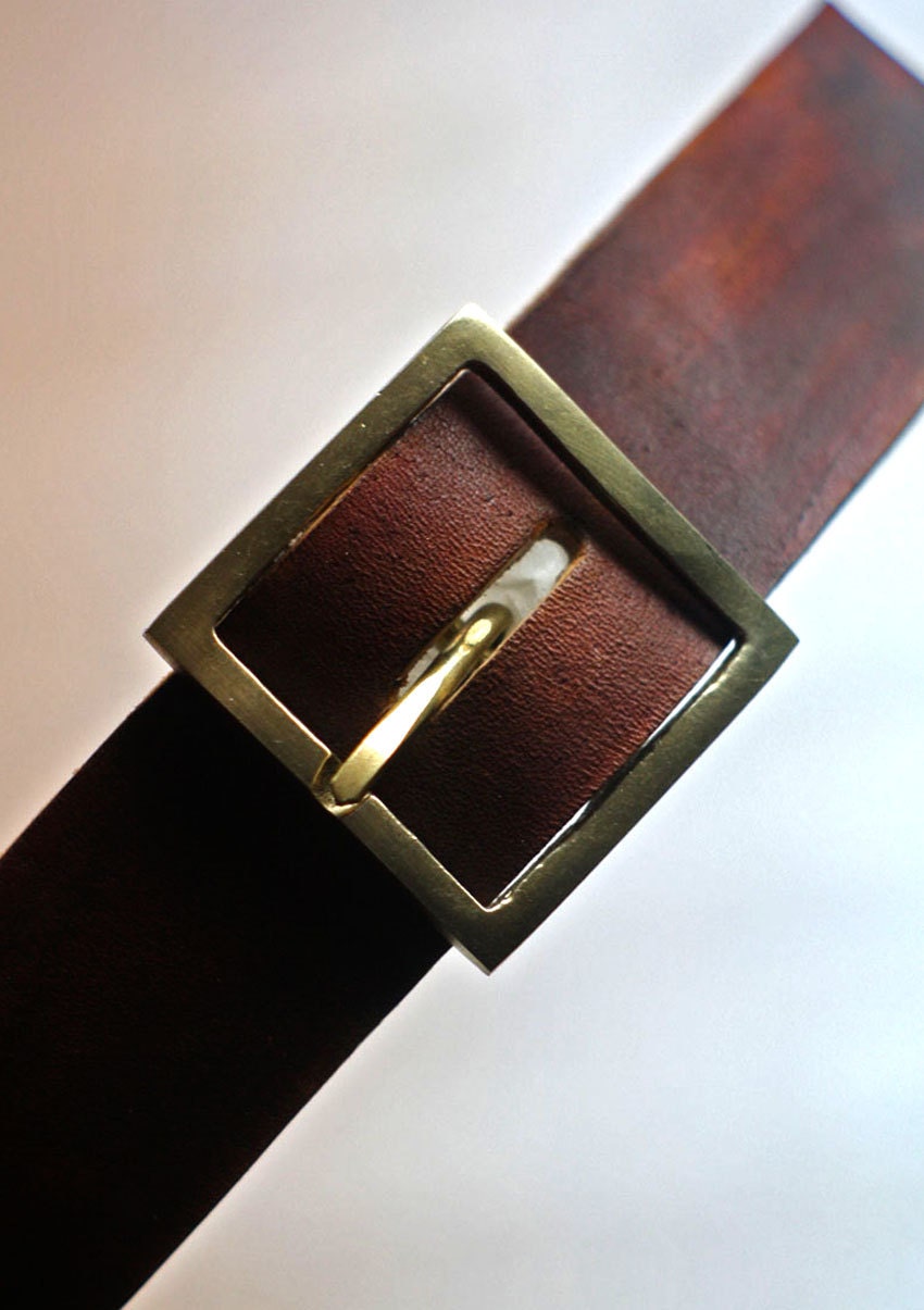 Handmade 4cm Natural leather BELT/ model  "GAIBÉU" customized With a tradicional/classic 100% brass Buckle
