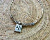 Delicate Lotus yoga necklace with labradorite, fine silver // small beaded yoga necklace // silver and labradorite sparkly necklace 16"