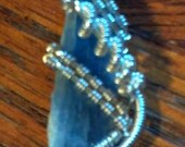 Wire Wrapped Lightning Bolt Blue Kyanite Pendant