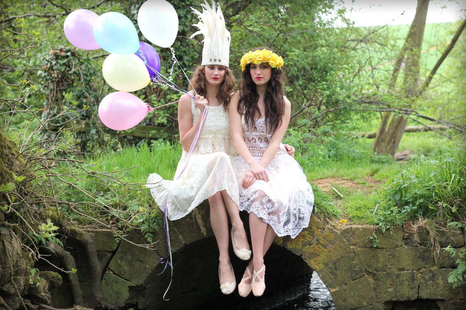 White star feather pixie headband