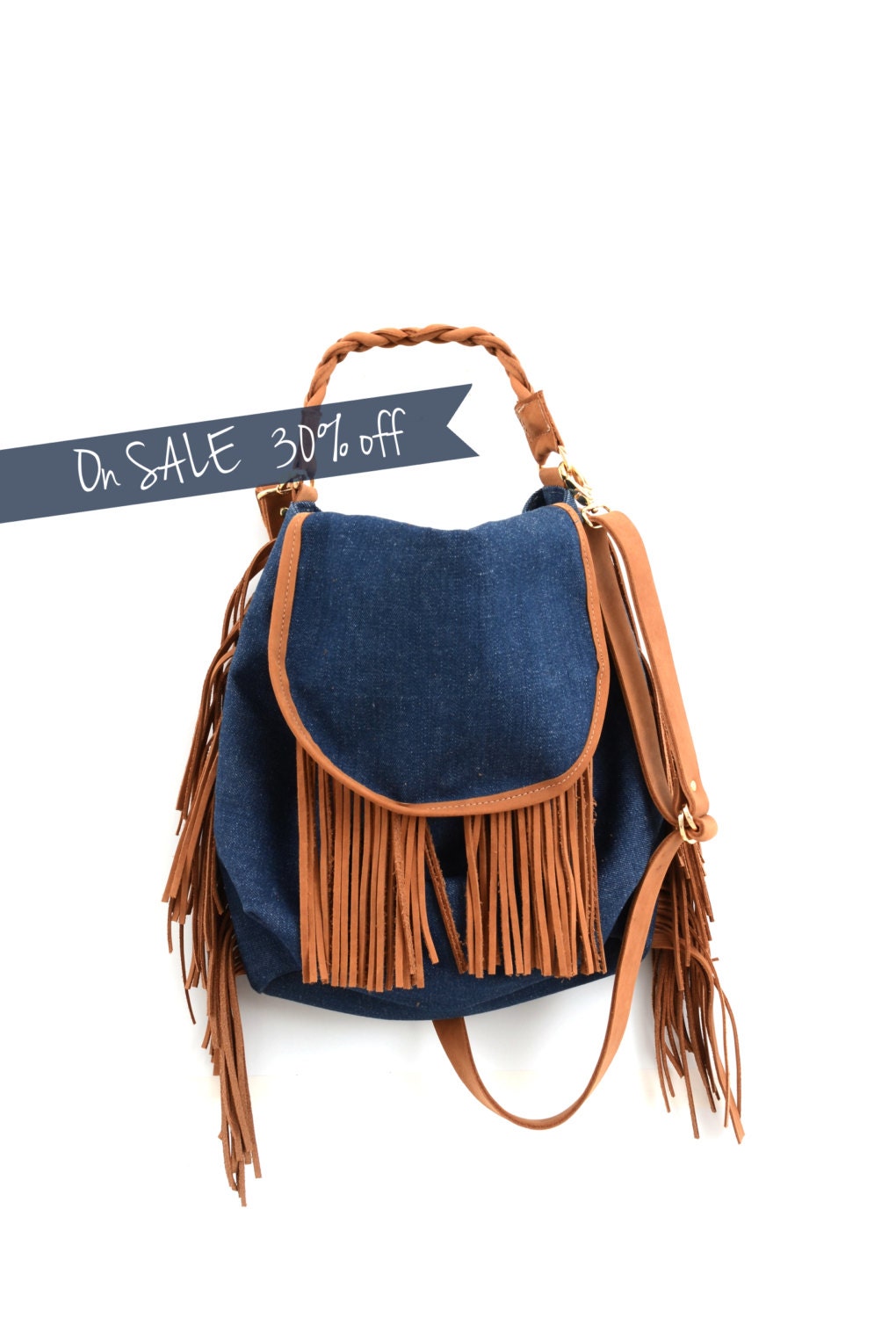 Canvas bag, fringe bag, SALE ---30% OFF-- 242 usd instead of 202 usd