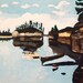 Lone Rock, Dells of the Wisconsin River. Acrylic on Wood. 12" x 16" x .5" Landscape Painting. Ready to Hang