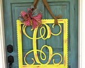 24" Square Scalloped Vine Style Monogram 