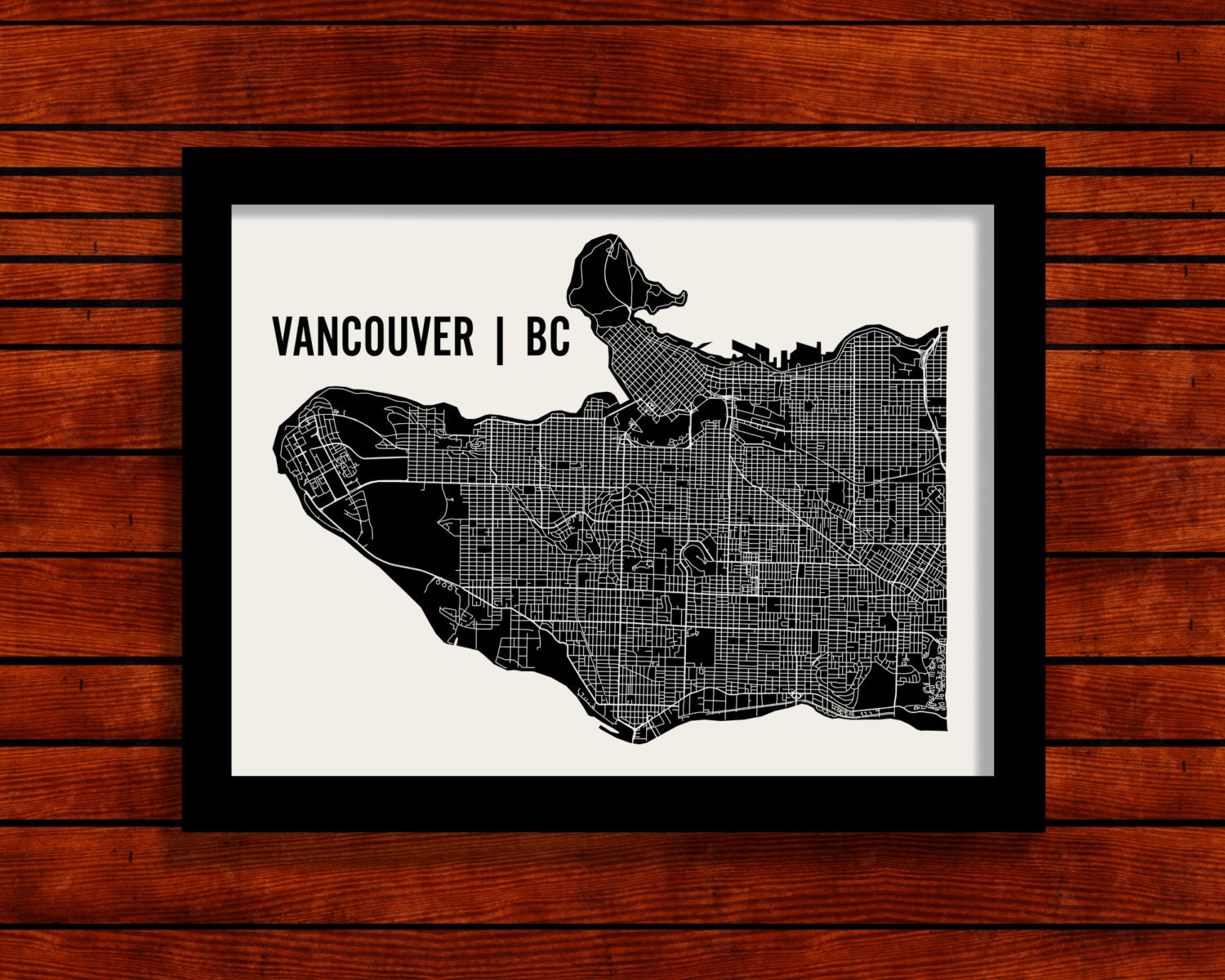 Vancouver Map Art City Print, 18 x 24