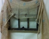 Cottage Cloth With Blue and Brown Fleur de Lis