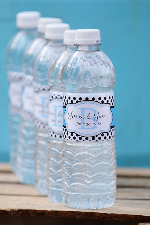Wedding Water Bottle Labels - 100 Custom Labels with your colors Il_570xn