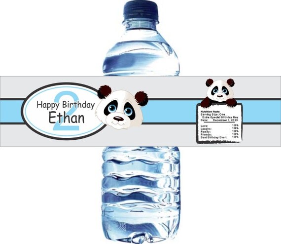 30 Panda Water Bottle Labels, Waterproof and self stick Il_570xn