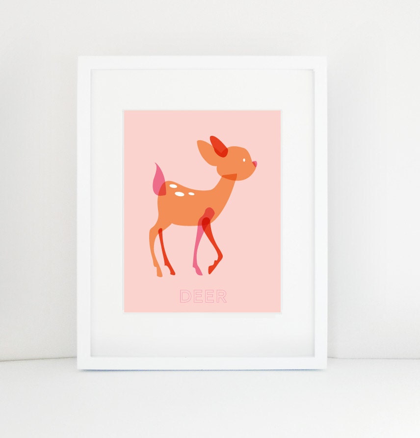 Nursery Wall ART "Modern Woodland - DEER" Print