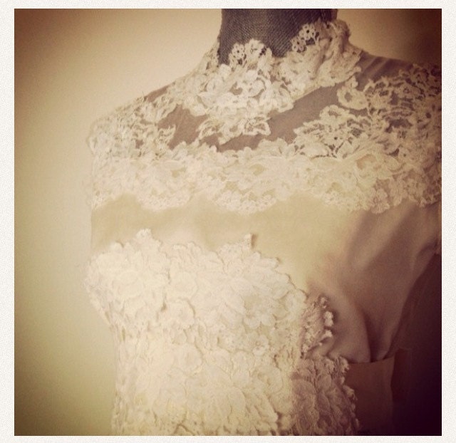 Upcycled Vintage Lace and Satin Wedding Dress