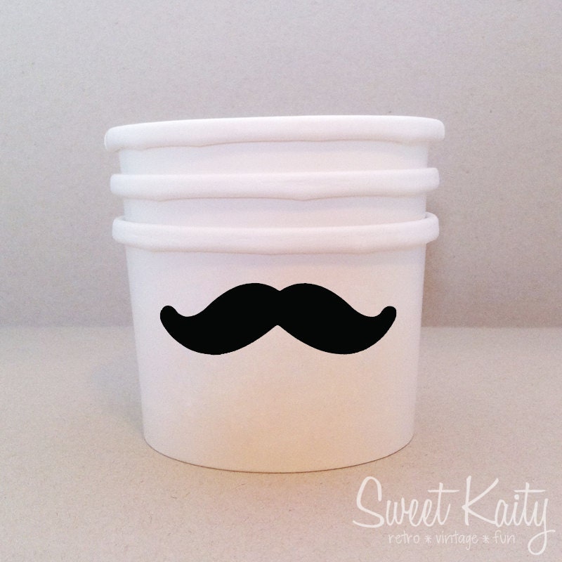 24 Mustache Ice Cream Cups - Vinyl Decal on White Paper Ice Cream Cup - Party Cup - Custom Ice Cream Cup - Little Man Party - 8 oz Il_170x135