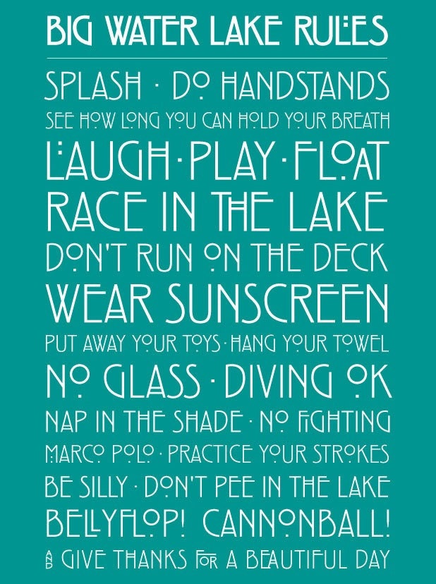 Lake Rules - Rennie Mackintosh -Subway Art