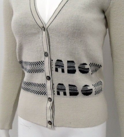Vintage 1970's I. Magnin ABC Alphabet Novelty Sweater Cardigan Italy Small 70's