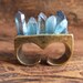 Aqua Aura Quartz Crystal Overgrowth Ring